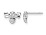 Sterling Silver Bumble Bee Earrings Post Earrings with Cubic (CZ)